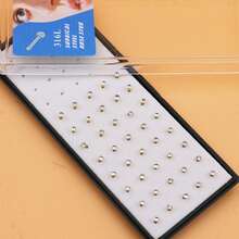 40pcs/Set 2mm Assorted Colorful Crystal Stainless Steel Nose Studs With Box