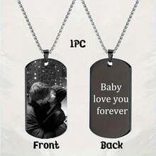 1 Customized Photo Necklace, Personalized Picture Necklace, Laser Engraved Heart Carved Photo Necklace Commemorative Customized Gift, Custom Picture Text, As A Family Commemoration, Christmas Gift For Lovers And Family Members - Multicolor - View 5