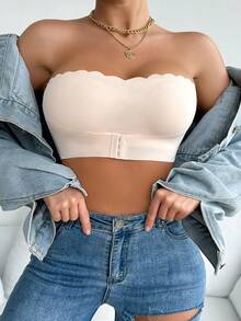 Áo ngực không dây | Khóa trước, đai chống trượt - Không gọng & thoải mái với viền bèo nhún & chất lượng đệm mút được nâng cấp (Phù hợp với cỡ cúp A-C) - Màu be - Xem 6