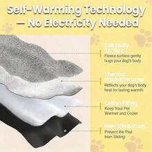 猫狗通用自发热宠物床，加热宠物垫，热箔加热垫，毛绒自发热床，可放置于笼底，带可拆卸可清洗床罩，防滑，适用于中小型宠物，非电动 - 淺灰色 - 查看 4