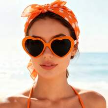 Heart-Shaped  For Women And Men, Oversized Fashionable Heart-Shaped , Vintage Cute Fashionable ,  Without Prescription - 橘色 - 查看 1