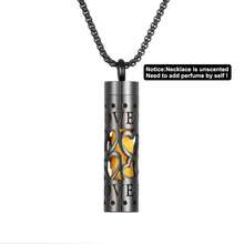 复古黑色不锈钢香薰扩香吊坠项链镂空小盒项链香水精油扩香项链香薰首饰钛钢项链女士情侣朋克吊坠DIY配件 - 黑色 - 查看 28