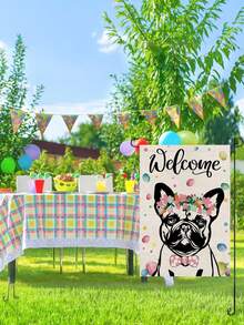 Easter Cute Dog With Wreath Welcome Garden Flag, Easter Egg Element Decor Flag, Outdoor Yard Holiday Decoration Flag (Flagpole Not Included) - Multicolor - View 6