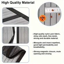 1pc Spring/Summer Curtain - Black & White Minimalist Anti-Mosquito Curtain - Magnetic Self-Closing Screen Door/Window Curtain - Ideal For Bedroom, Living Room, RV Doors & Windows, Includes Hook And Loop!