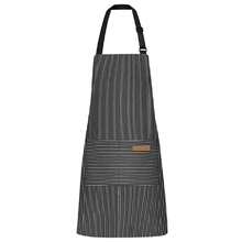 Chef Apron Bib Apron With 2 Large Pockets Adjustable Neck Strap Kitchen Apron CooFKing Apron Stripes BaFKing Apron - BlackPinstripes - View 1