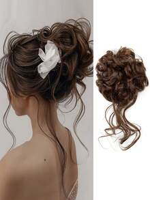 Elegant Women's Synthetic Curly Donut Hair Extension - Easy-To-Style For Daily Wear & Christmas Parties(Hair Color: Natural Black, Light Brown, Dark Brown, Brown-Black)