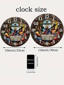 1 Peça Relógio de Parede de Madeira Folheada com Tema Fantasia de 10 Polegadas/12 Polegadas - Movimento de Quartzo Japonês Silencioso Sem Tique-Taque, Visor Digital, Moldura de Madeira - Decoração para Sala de Estar, Quarto, Escritório, Presente de Aniversário para Crentes, Funcionamento a Pilha (Pilha AA Não Incluída) - Multicolorido - Visão 7