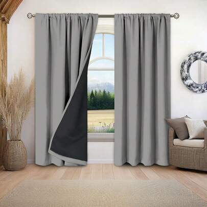 1pc Full Blackout Thermal Curtain - 99% UV Resistant Polyester, Rod Pocket Hanging, Non-Bleachable Plain Weave, Bedroom Art Theme, Coated Blackout Thermal, Noise Reducing - Ideal For Bedroom, Farmhouse And School Deep Sleep