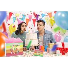 13\ Rainbow Gift Bags Happy Birthday Party Favor Paper Bags Set With Tissue Paper Greeting Card For Women' Birthday Party, Wedding, Anniverss, Monther's Day - 彩虹條紋色 - 查看 7