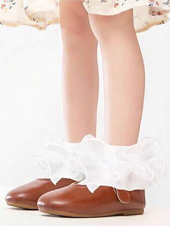 Girls Lace Ruffle Socks 3D Floral Design Soft Breathable Low Cut Socks For Daily Wear