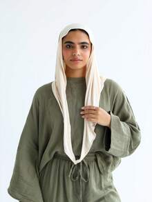 1件装女士经典纯色头巾，预缝制三角围巾，可环绕颈部，可调节头巾，柔软舒适的粘胶面料，适合搭配头巾服饰、日常穿着、运动、瑜伽 - 多色 - 查看 18