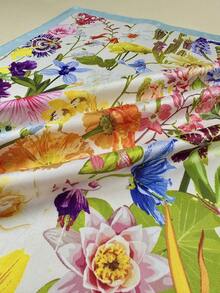 1pc Women's Y2K Floral Print Elegant Satin Scarf, Neckerchief, Headscarf