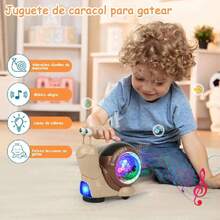 Juguete de Caracol Gatear, Juguete de Aprendizaje Temprano para Niños Pequeños, Juguete Sensorial Interactivo con Música y Luces, Evitación Automática de Obstáculos, Apto para Niños y Niñas,38965294 - Dorado - Ver 5