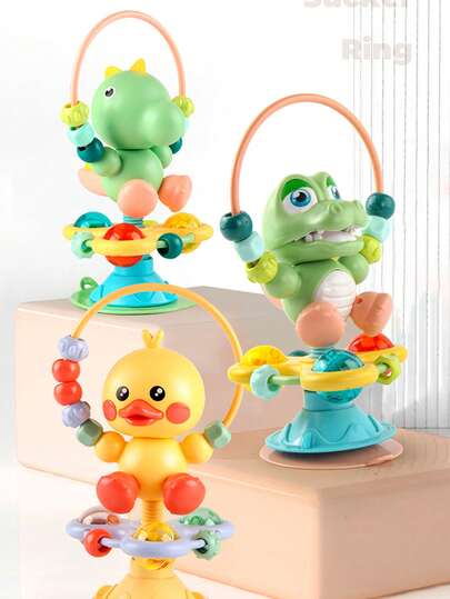 1pc Baby High Chair With Suction Cup, Baby Rattle Toy, Interactive Grasp Toy, Rotating Animal Toy, Sensory Development Travel Toy, Suitable For Infant Boys And Girls As Baby Gift