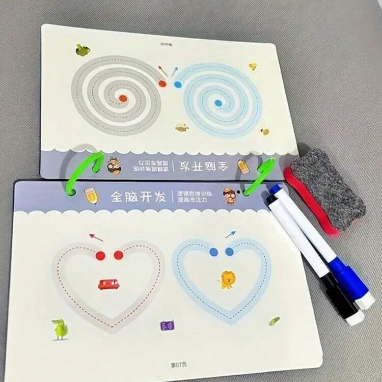 32 Pages/Book, Reusable Handwriting Practice Notebook, School Calligraphy Workbook, English Alphabet Learning Book, Montessori Educational Book, Educational. (Includes 10 Writing Pens) - Multicolor - View 4