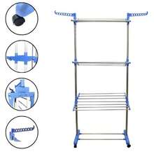 Portable Folding Clothes Drying Rack For Underwear, 3 Tiers - Azul - Xem 6