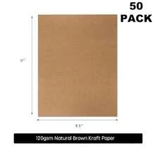 50 Pack Kraft Paper - Brown Stationery Paper- Brown Craft Paper For Arts And Craft, Drawing, D.I.Y. Projects - Letter Size Kraft Paper - Laser & Inkjet Printer Compatible - 8.5 X 11 Inches - 50包 - 查看 3