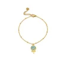 1pc Simple And Cute Lollipop Multi-Color Dripping Oil Pendant Handmade Bracelet, Suitable For Girls To Wear, Perfect For Vacations And Everyday Wear. - Gold - View 10