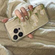 Floral Pattern Phone Case, Decorative Protection For Phone, Compatible Phone Accessories For IPhone 16 15 14 13 12 11 Pro Max XS XR - Clear - View 6
