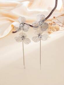 2pcs/Set Bohemian Style Geometric Rhinestone Ginkgo Leaf Tassel Earrings, Elegant Fashion For Party, Daily Casual, Couple Date, Wedding, Women's Festival Birthday, Versatile Jewelry Gift - Earring - View 8