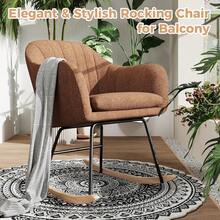 Silla de balancín de tamaño grande para bebés, transportador ergonómico con acolchado de terciopelo suave y espuma de alta densidad, silla cómoda para amamantar en interiores que soporta hasta 350 libras para salón, dormitorio - Marrón - Ver 1