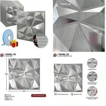 Panel 3D de PVC para muros / 10pz de 50 x 50 cm cubre 2.5 m2 / Panel decorativo para pared con material de instalacion (S040 PLATINO) - s040 platino - Ver 1