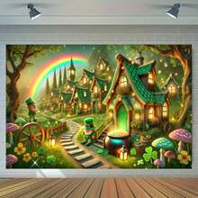 Happy St. Patrick's Day Banner. St. Patrick's Day Clover & Shamrock Frame Green Theme Party Backdrop For Events & Party Supplies Decorations.St.Patrick's Holiday Background Wall Decoration. Versatile Festive Decoration For Room, Patio, Studio, Home & Garden, Garage Banner, Photo Studio Cloth, Outdoor Celebration, Fits Wedding, Birthday, Anniversary - 顏色3 - 查看 3