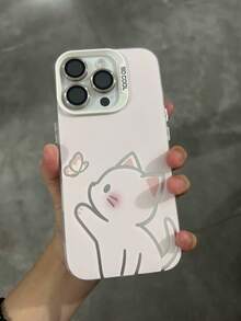 1个极简粉色小猫蝴蝶图案手机壳，防震保护套，适用于 17/16/15/14/13/12/11/16 Pro Max/17 Pro/14 Plus - 粉色 - 查看 2