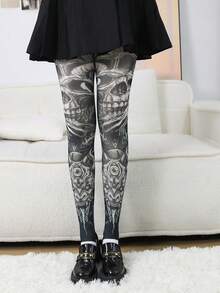 Quần tất in họa tiết kiểu Halloween mới năm 2026, họa tiết mèo, báo, răng cưa, da rắn, kẻ sọc hai màu, hình động vật đáng sợ, trang phục cosplay Lolita JK, phụ kiện tất cho nữ, thích hợp cho các bữa tiệc, tụ họp, biểu diễn. - Nhiều màu - Xem 14