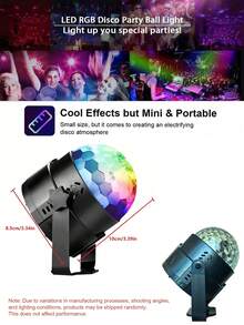 1入組迪斯科鏡球派對燈，聲控DJ燈，帶遙控RGB閃光燈，USB 7種模式LED舞台聚光燈適用於家庭房間卡拉OK音樂節慶祝派對婚禮裝飾表演 - 黑色 - 查看 5