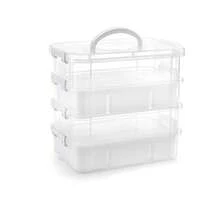 四层可堆叠透明塑料收纳盒，带盖，超强收纳功能，多隔层设计，适用于家庭、办公室和旅行——多功能收纳盒，可用于存放积木、手工用品、发饰、珠宝、小零件、精品店备货和季节性礼品展示。透明设计，方便查看盒内物品。轻巧便携，节省空间，适用于宿舍、衣橱、化妆品收纳、书桌使用、春季装饰收纳、母亲节礼物准备和返校季收纳。 - 彩色 - 查看 16