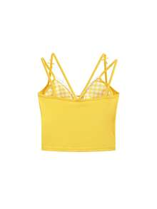 2-In-1 Lace Cami Top For Women, Bright Summer With Padded Bust, Layering Sleeveless Top - Yellow - View 5