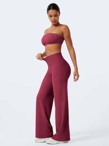 YEOREO Workout Leggings Womens No Front Seam Straight Leggings  31.5" High Waist Buttery Eddiy Gym Yoga Pants Summer Clothes For Women - 寶石紅 - 查看 6