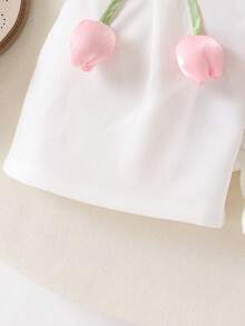 Children's Pink Sleeveless Top And White Tulip Shorts Two Pieces Set - Pink - View 6