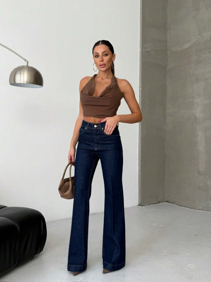 SQUALO Women's Blue Washed, Ripped, And Distressed Effect Jeans Street Style