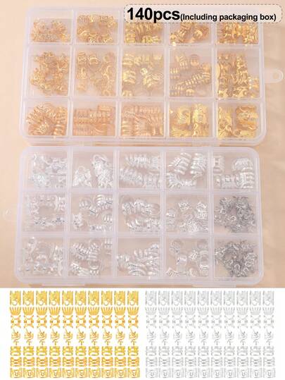 140/70 piezas Cuentas de metal para el cabello, Pasadores de cabello, Lazos para el cabello, Accesorios para el cabello adecuados para trenzas, Decoraciones de trenzado de metal ajustables, Pasadores de cabello, Útiles escolares, Accesorios para el cabello trenzado de mujer, Pasadores de cabello para fiestas navideñas, Acabado en metal dorado, Accesorios para el cabello, Regalo de Navidad, Rellenos de calcetín de Navidad, Rellenos de calcetín de Navidad para adultos, Accesorios para el cabello, Rellenos de calcetín de Navidad, Accesorios para el cabello de Navidad para adultos, Ideas de regalo, Rellenos de calcetín de Navidad de belleza, Navidad