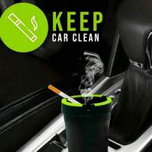 1pc Glow In The Dark Car Ashtray Cigarette Self-Extinguishing Cup Car Ash Holder Portable Truck Home Office PORTABLE ASHTRAY - Multicolor - View 3