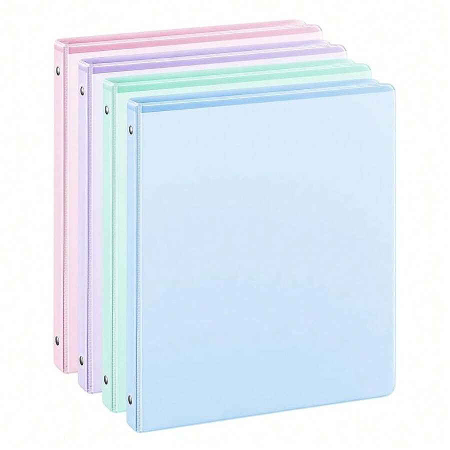 0.5'' 3-Ring-Binder With Pockets, 100 Sheets Capacity, 1/2 Inch Binders Fits 11\ X 8.5\ US Letter Size, Assorted 4 Pastel Colors - Ideal For Schoolsss, Office, And Home Use (0.5 Inch) - 0.5inch - View 1