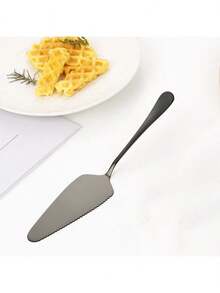 1pc Stainless Steel Baking Spatula, Triangular Cheese Knife, Pie Server Blade, Serrated Edge Baking Tool Cake Slicer, Cake Icing Spatula, Suitable For Kitchen, Restaurant, Party, Dishwasher - Multicolor - View 9