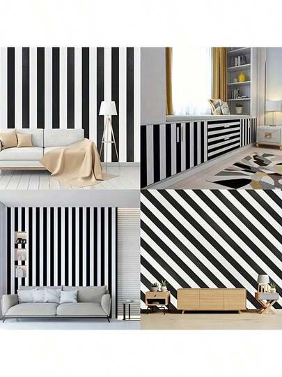 Modern Black & White Striped Contact Paper - Waterproof Oil-Proof Self-Adhesive Removable Vinyl For Wall & Furniture Makeover