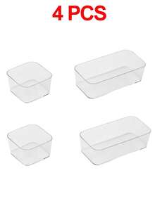 8件/4件透明塑料抽屉收纳盒套装，化妆品收纳盒，梳妆托盘，桌面抽屉分隔收纳盒，适用于厨房、卧室、浴室、办公室，可收纳化妆品、珠宝、小工具，也可作为派对桌面抽屉装饰。 - 無色 - 查看 9