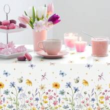 Pedenty 3-Piece 54 X 108 Inch Spring Floral Plastic Tablecloth – Wildflower And Butterfly Design, Disposable Rectangle Table Cover For Garden Parties, Ba By Showers, Picnics, And Spring Decorations - SpringFloral - View 7