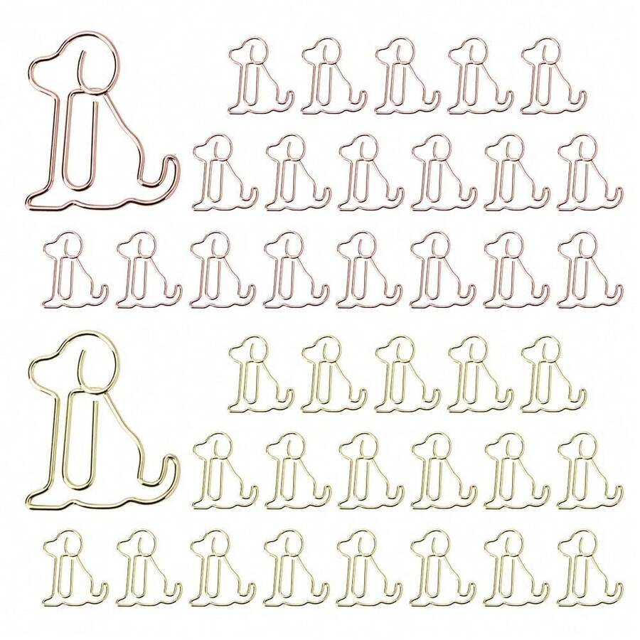OWLFAVO 40pcs Puppy Dog Shape Paper Clips With Clear Box, Rose Gold And Yellow Gold, Funny Cute Paperclips Bookmarks Planner Clips For Fun Office Supplies Schoolsss Gifts Wedding Decoration - Puppy40pcs - Xem 1