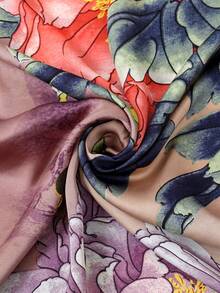 1pc Faux Silk Peacock Print Robe, Shawl & Scarf Set For Women, Suitable For Beach, Sun Protection, Daily Wear - Multicolor - View 2