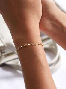 1件925纯银新款时尚百搭回形针设计手链，个性化简约创意珠宝配饰 - 手鍊 - 查看 5