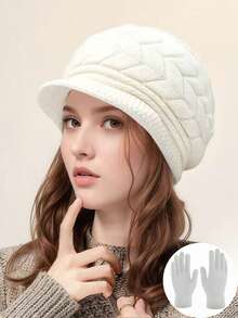 1 Set Unisex Knit Hat And Gloves, Fashion Casual Warm Beanie Cap And Mittens, Suitable For Autumn/Winter Daily Use, Outdoor Travel, Hiking, Skiing, Cycling - Multicolor - View 12