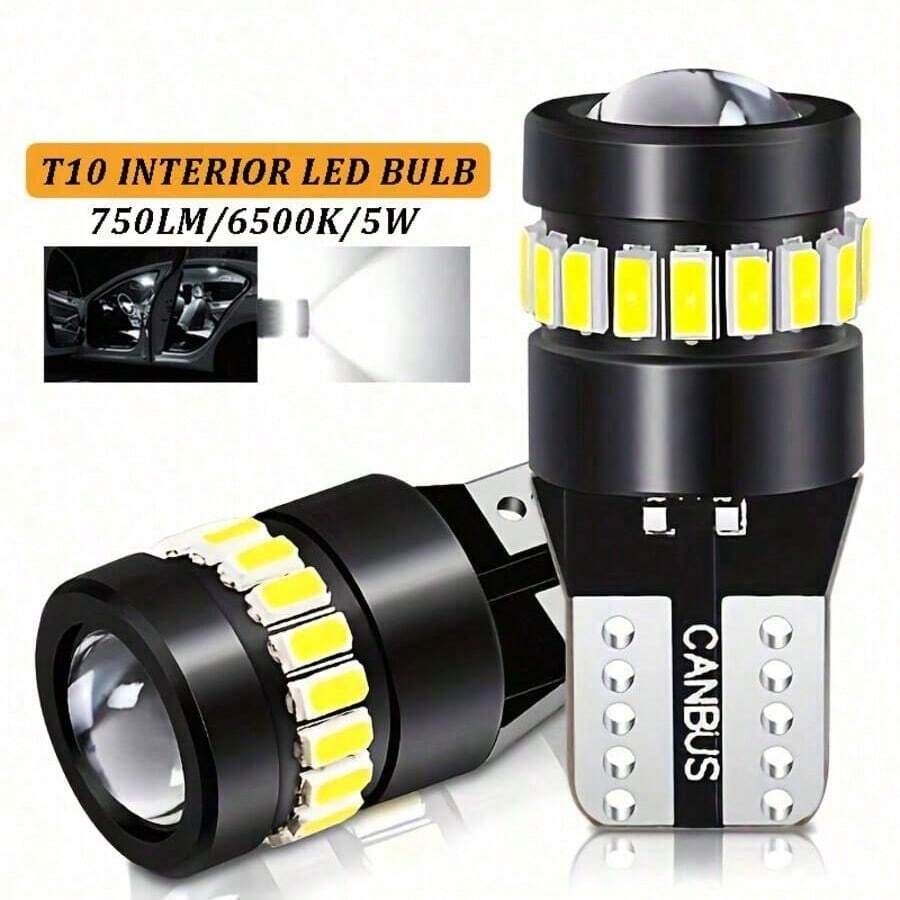 2Pcs 24 LED T10 W5W -Easy To Install-Universal, Light 300% Brightness, 12/24V Compatible, CanBus Light Reverse Turn Signal Light Automobile Parts, For Motorcycle, Car, Bus, Truck,Room For Decoration, Without Battery