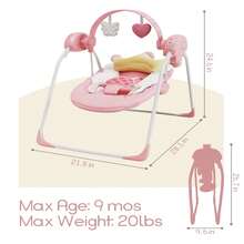 Baby Swings Baby Girl Swing For Newborn, Portable Infant Swing For Newborns 0-6 Months,Lightweight For Babies Up To 20 Lbs,Adaptable Speed,Timing,Foldable & Travel-Friendly Baby Chair - 粉色 - 查看 2