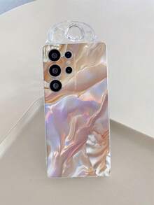 1pc 2D Printed Seashell Pearlescent Asymmetrical Wave Colorful Pattern Transparent Soft TPU Shockproof Anti-Scratch Anti-Fingerprint Phone Case, Camera Lens Protection Compatible With Apple, Nothing, Pixel, INFINIX, Redmi - Multicolor - View 3