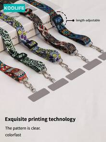 Koolife 1pc Adjustable Long Crossbody Phone Lanyard, Vintage Totem Wide Fabric Strap With Rotatable Metal Clip, Fashionable Versatile Durable Non-Chafing Accessory, Hands-Free For Daily Errands Outdoor Travel, Fit For Women's Phone Shoulder/Neck Hanging & Small Wallet Compatible With Android And Most Smartphone,Gifts For Mother, Family, Friends, Birthday, Holiday Phone Chain - Multicolor - View 7